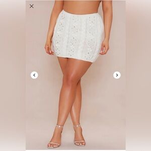 ✨ Fashion Nova Vermont Embellished Mini Skirt – Ivory | NWT ✨